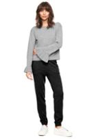 Milly Cashmere Flare Sleeve Sweater - Heather Grey