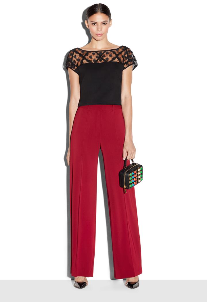 Milly Stretch Silk Illusion Crop Top - Black
