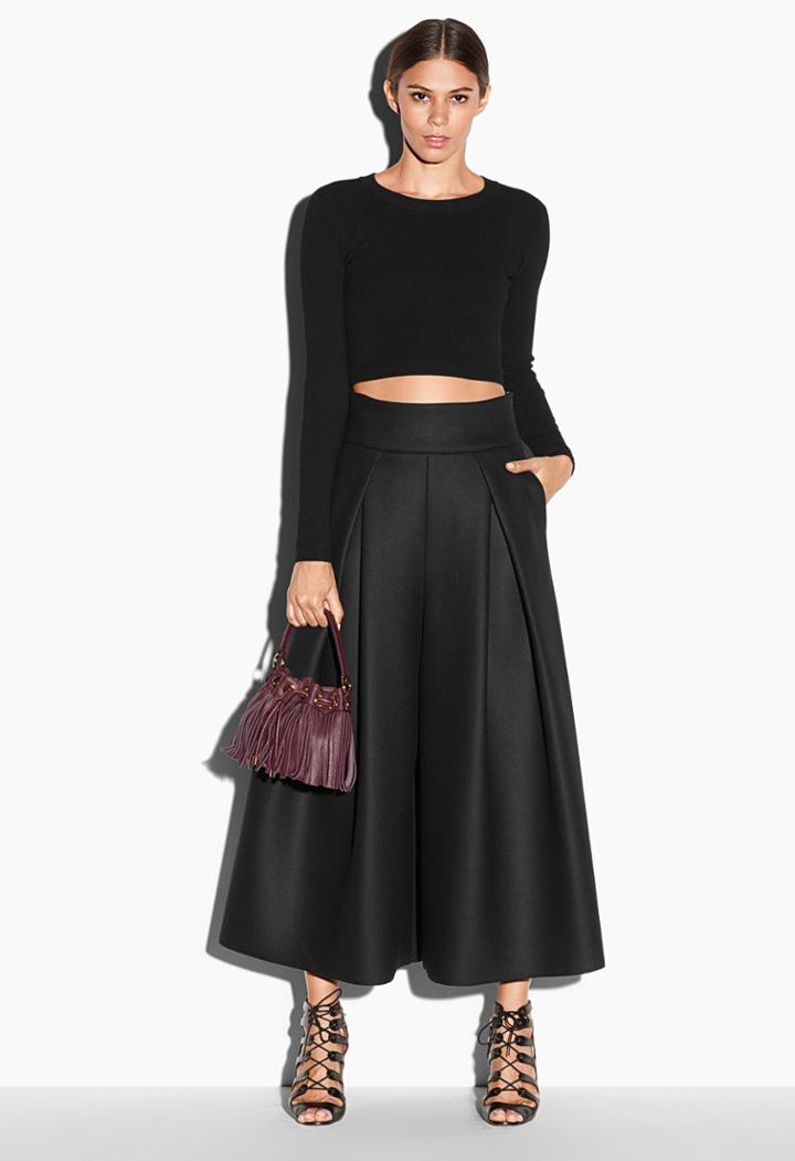 Milly Crop Long Sleeve Pullover - Black