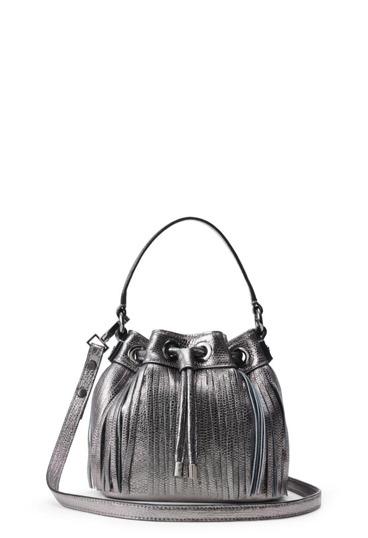 Milly Metallic Small Drawstring - Gunmetal