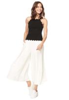 Milly Cropped Slit Culotte - White