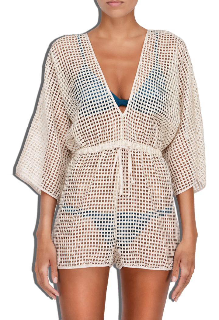 Milly Cabana Basketweave Gauze Savona Romper