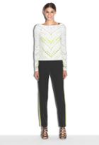 Milly Tech Crepe Pointelle Pullover - White Wht