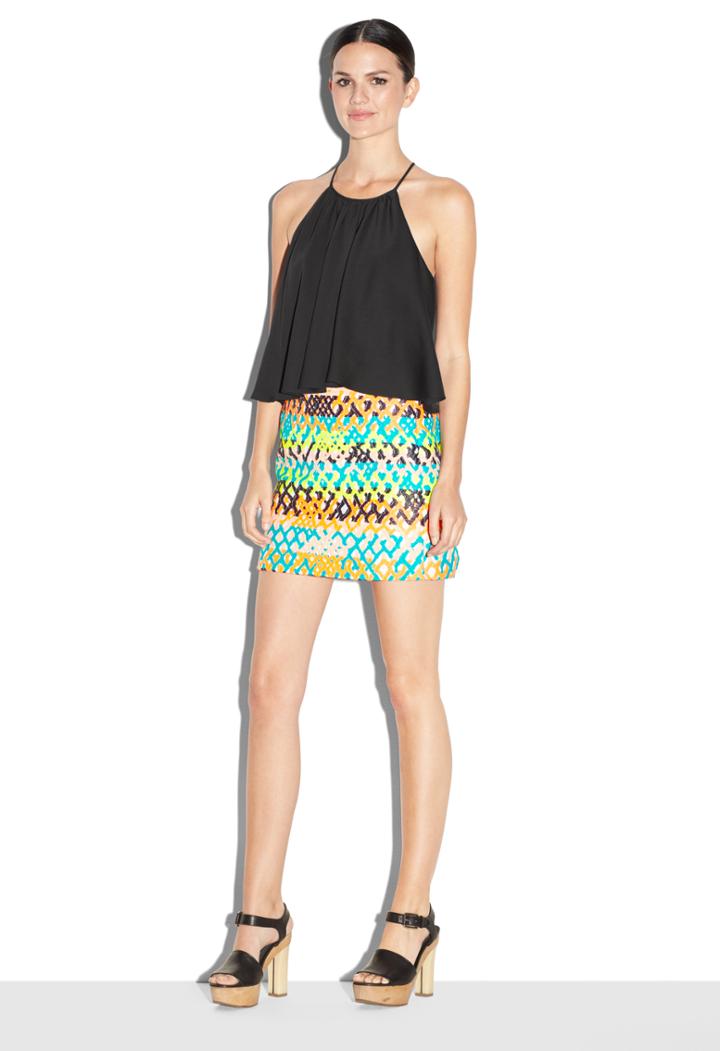 Milly Couture Neon Jacquard Mini Skirt