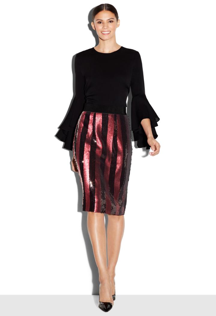 Milly Stretch Silk Bell Sleeve Top