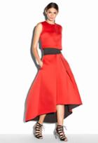 Milly Dchess Satin Tucked Ball Skirt - Red