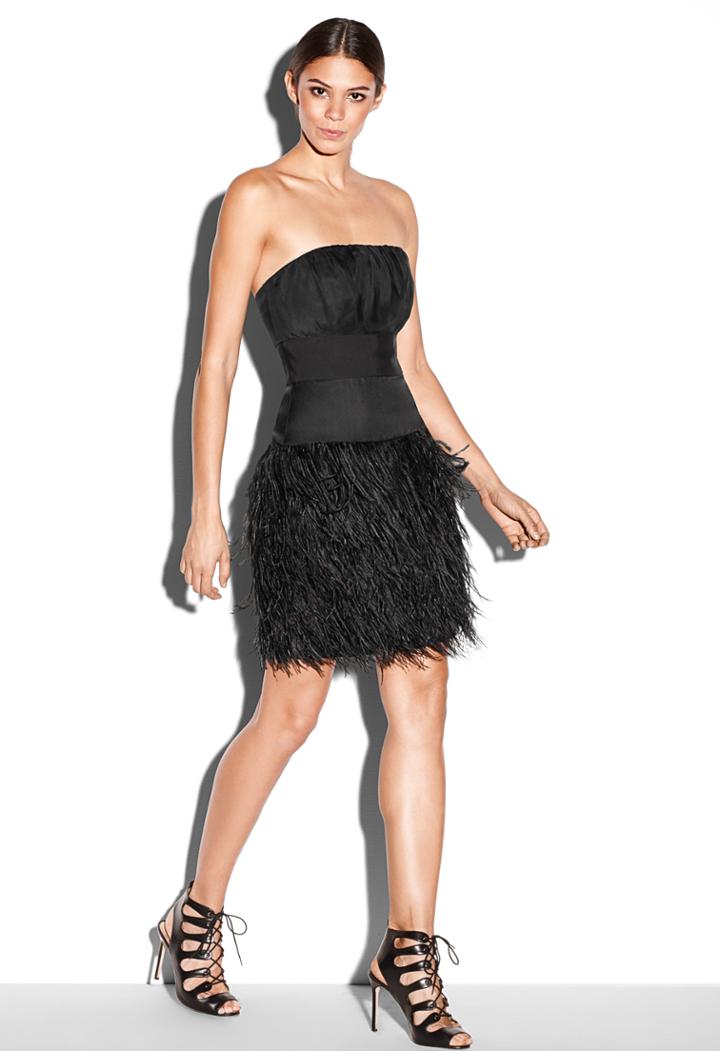 Milly Silk Organza Feather Dress - Black