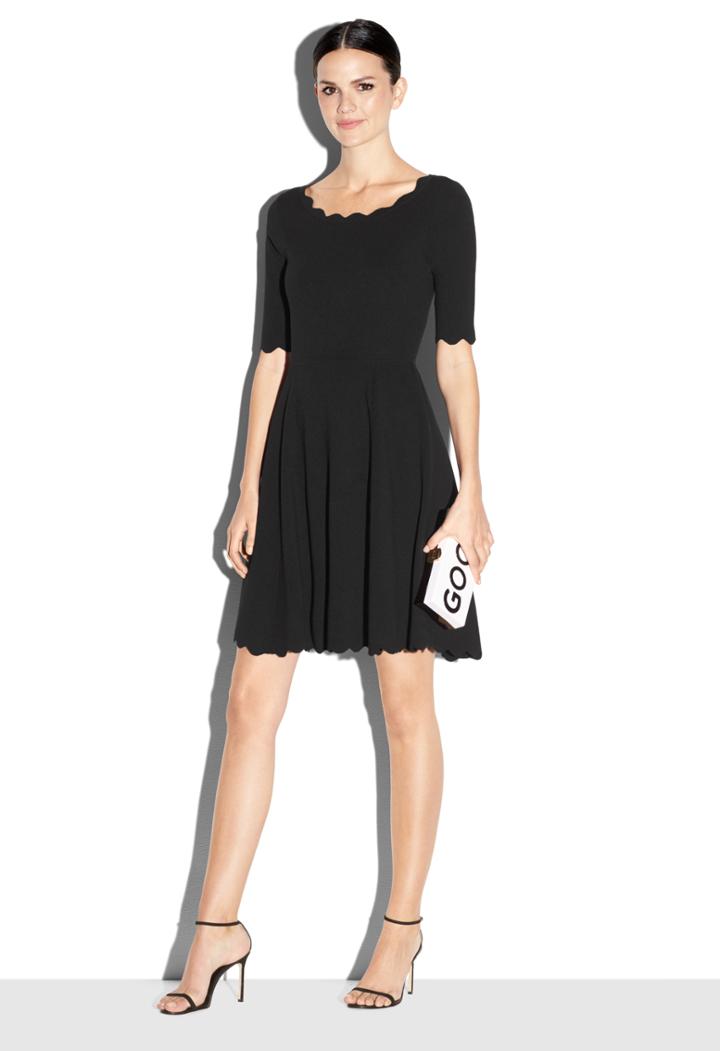 Milly Scallop Ballet Flare Dress - Flame