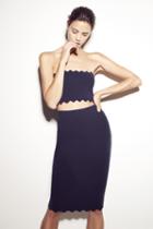 Milly Pointed Scallop Fitted Skirt - Navy