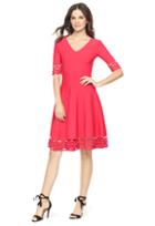 Milly Cutout Flare Dress - Cherry