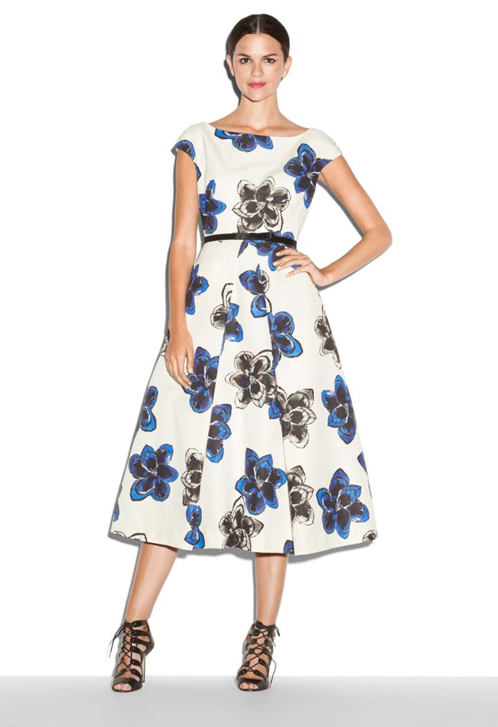Milly Magnolia Print Clara Tea-length Dress