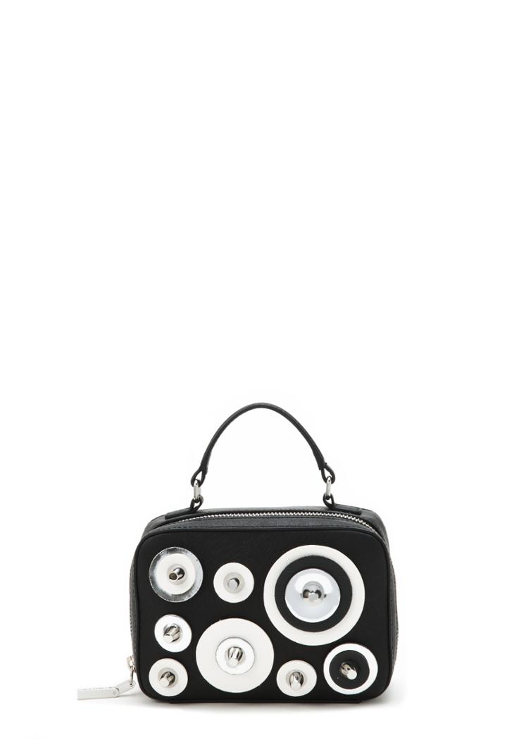 Milly Leather Disc Mini Satchel - Black/ White