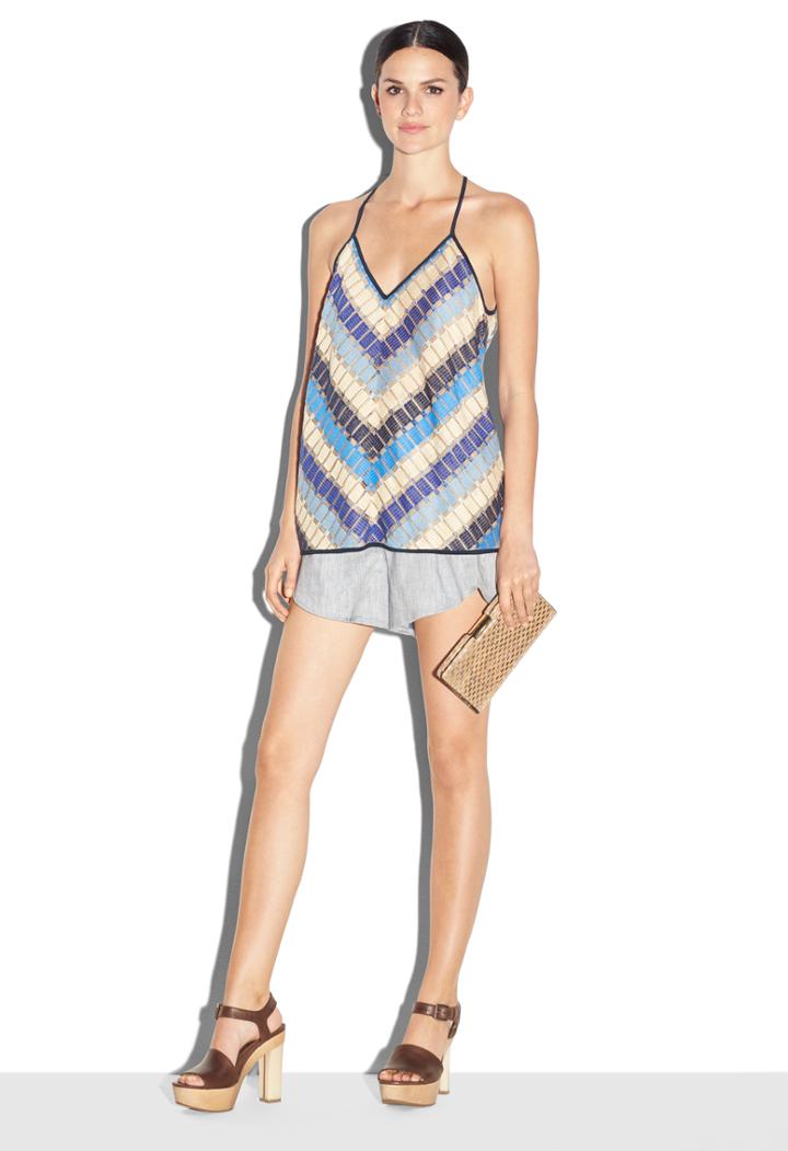 Milly Marina Netting Cross Back Flowy Tank