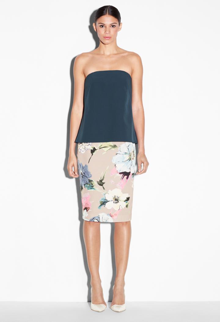 Milly Cascade Strapless Top - Peacock