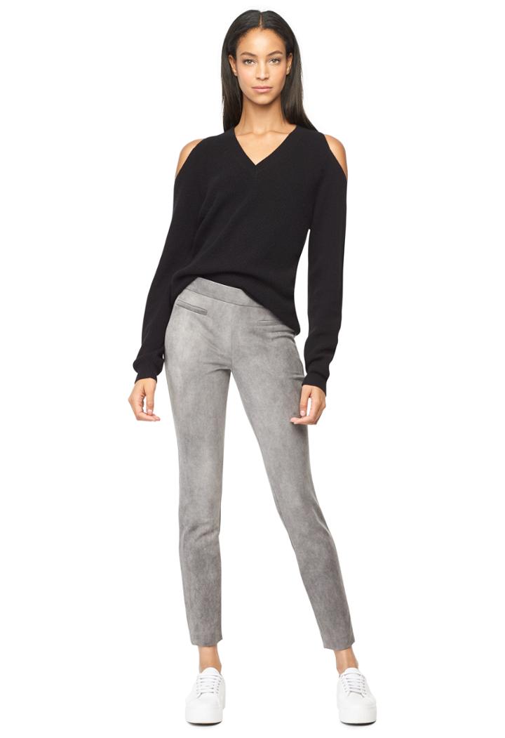 Milly Cashmere Cold Shoulder Sweater - Black