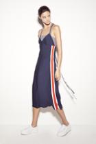 Milly Stretch Silk Racer Stripe Slip Dress