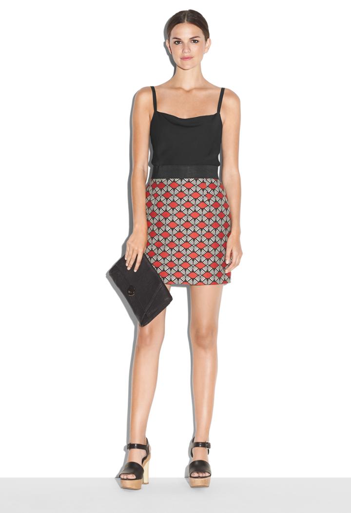 Milly Geometric Jacquard Modest Mini Skirt