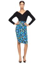 Milly Jewel Print Side Slit Pencil Skirt