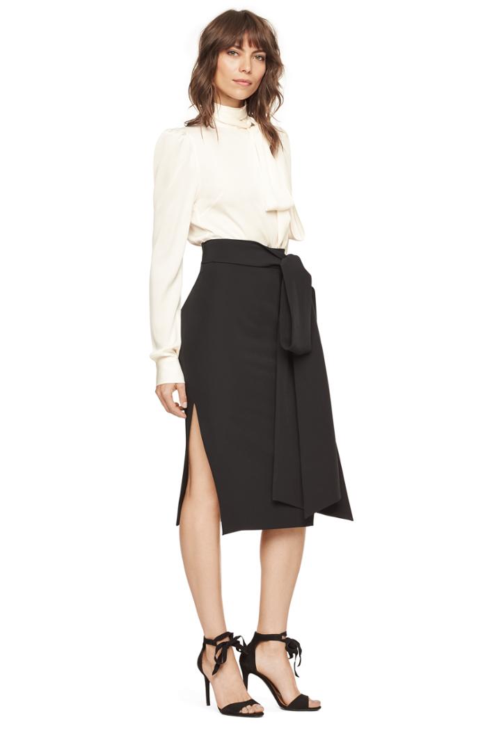 Milly Italian Cady Midi Bow Skirt