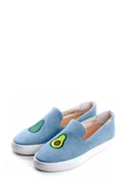 Milly Avocado Embroidered Sneaker - Light Denim