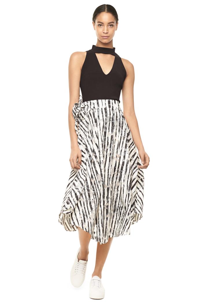 Milly Floral Striped Burnout Peyton Midi Skirt