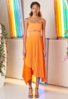 Milly Pleated Eliza Dress - Fluor Orange