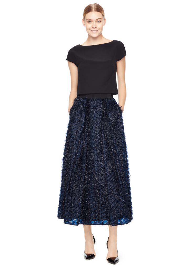 Milly Exclusive Lame Chevron Katie Tea Length Skirt