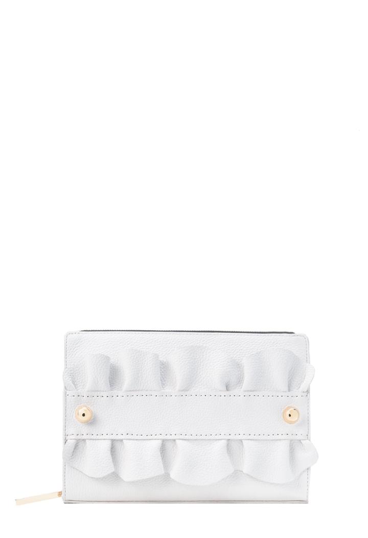 Milly Astor Ruffle Top Zip Clutch
