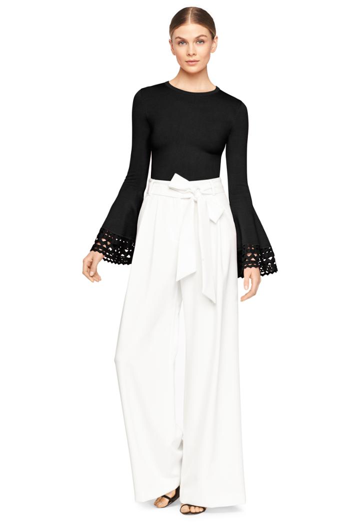 Milly Cut-out Flare Sleeve Pullover - Black