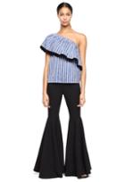 Milly Cotton Silk Stripe One Shoulder Top