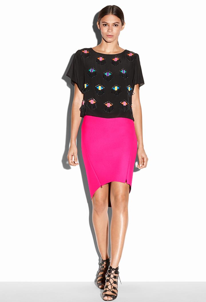 Milly Rainbow Lash Beading Silk Tee