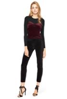 Milly Velvet Corsetry Sweater - Black/burgundy