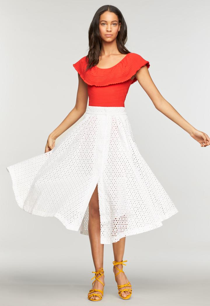 Milly Floral Cotton Eyelet Fiona Skirt