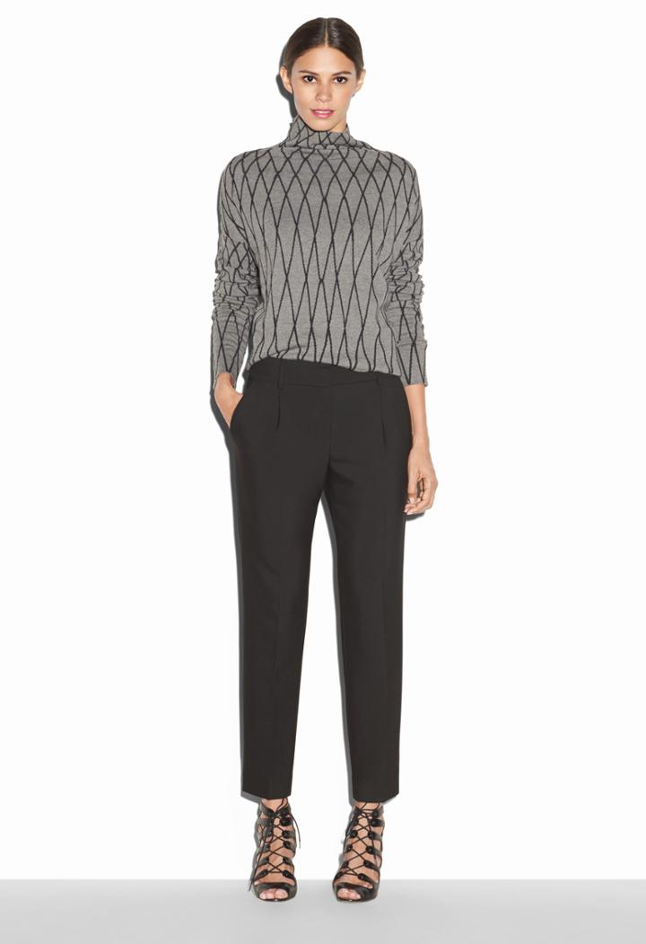 Milly Geometric Jacquard Pullover - Charcoal