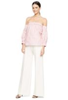 Milly Cotton Silk Stripe Off The Shoulder Top