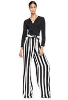 Milly Wide Leg Belted Trouser - Black/ White