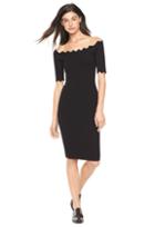 Milly Pointed Scallop Fitted Dress - Black