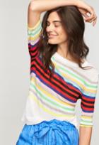 Milly Rainbow Stripe Pullover - White Multi