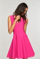 Milly Eyelet Scallop Flare Dress - Raspberry