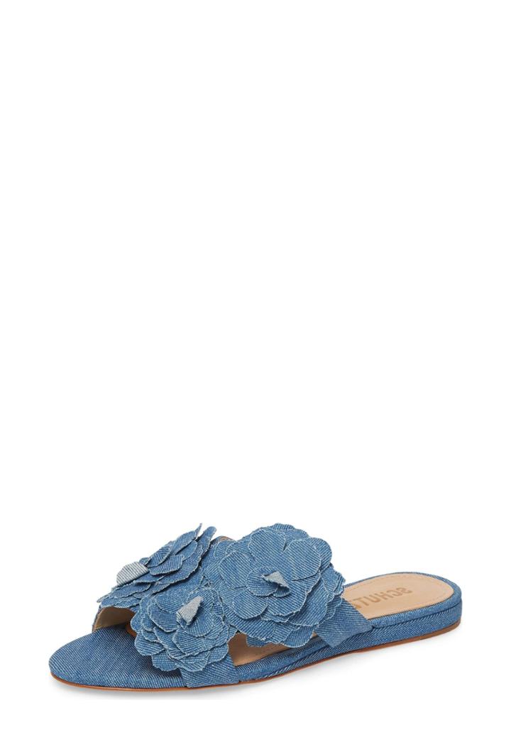 Milly Ilaria Floral Slides - Light Blue