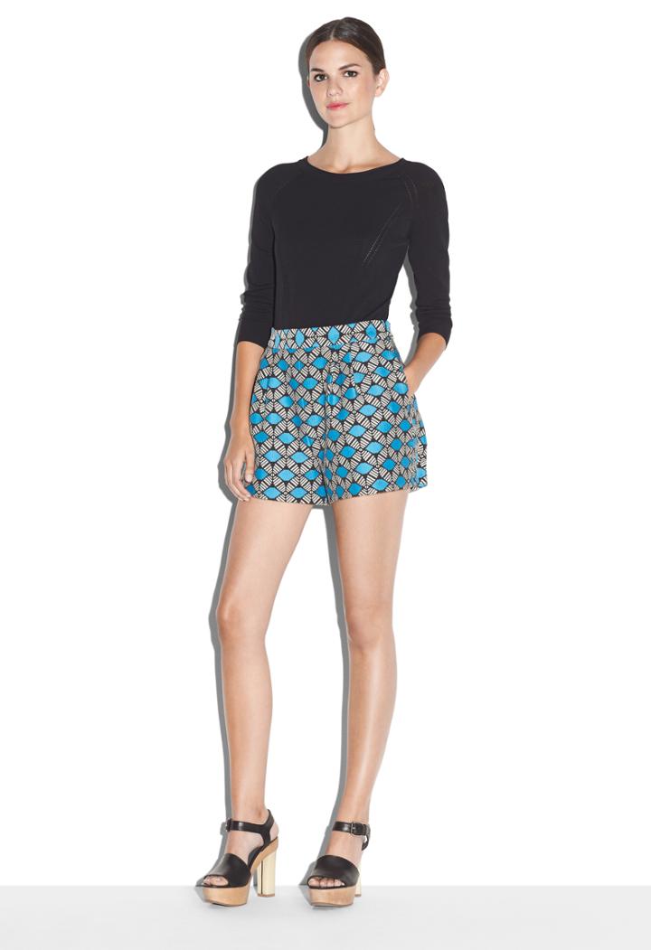 Milly Geometric Jacquard Pleated Short