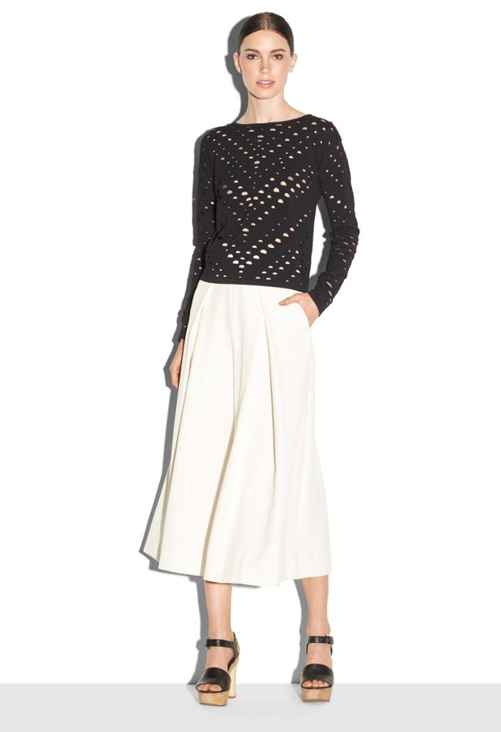 Milly Tech Crepe Pointelle Pullover