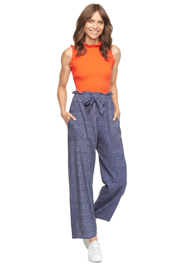 Milly Denim Print Gathered Kori Pant