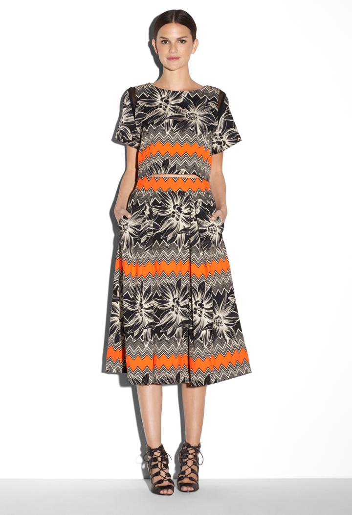 Milly Tropical Jacquard Lana 3/4 Skirt