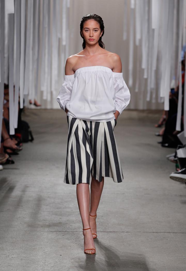 Milly Cotton Poplin Off The Shoulder Blouse