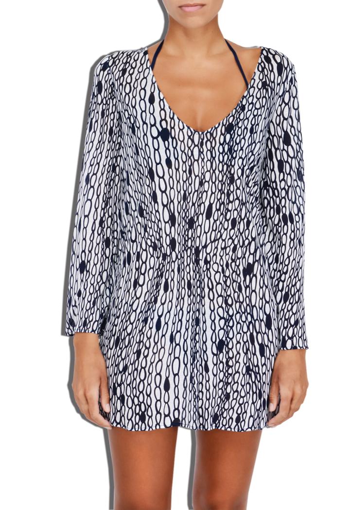 Milly Buzios V-neck Tunic - Wht/navy