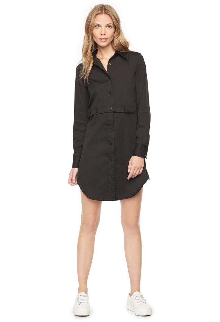 Milly Herringbone Shirting Fractured Shirtdress
