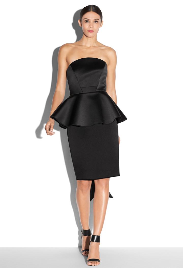 Milly Duchess Satin Adeline Dress - Black
