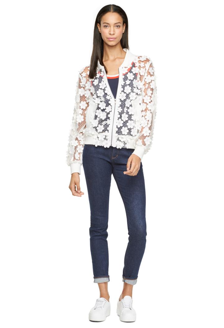 Milly Floral Applique Bomber Jacket