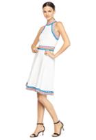 Milly Woven Trim Flare Dress - White